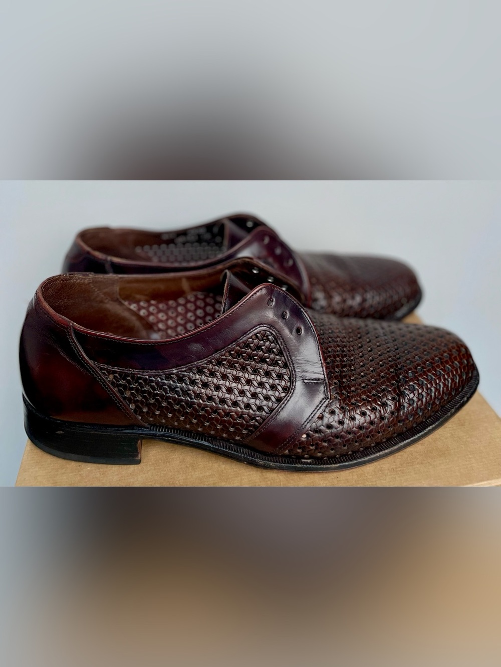 Dack’s - Brown leather open weave derby shoes Size 10 US
